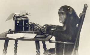 Gibbon at Typewriter